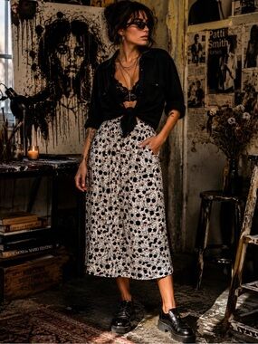 Porridge Darling Anthropologie Brand Novelty Face Print Skirt S
